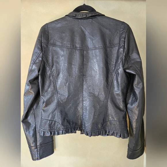 Candy Couture | Black Faux Leather Women's Jacket, Ptp 21" - Picture 3 of 10